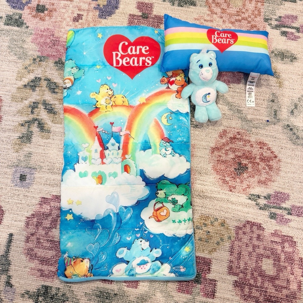 American Girl Doll Courtneys Care Bear Sleeping Bag Set Pillow Teddy Bear